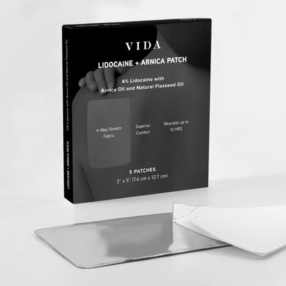 VIDA Lidocaine + Arnica Patch – 4% Lidocaine, 4-Way Stretch Fabric for Targeted Pain Relief & Muscle Comfort, Made in USA (Limited Release)