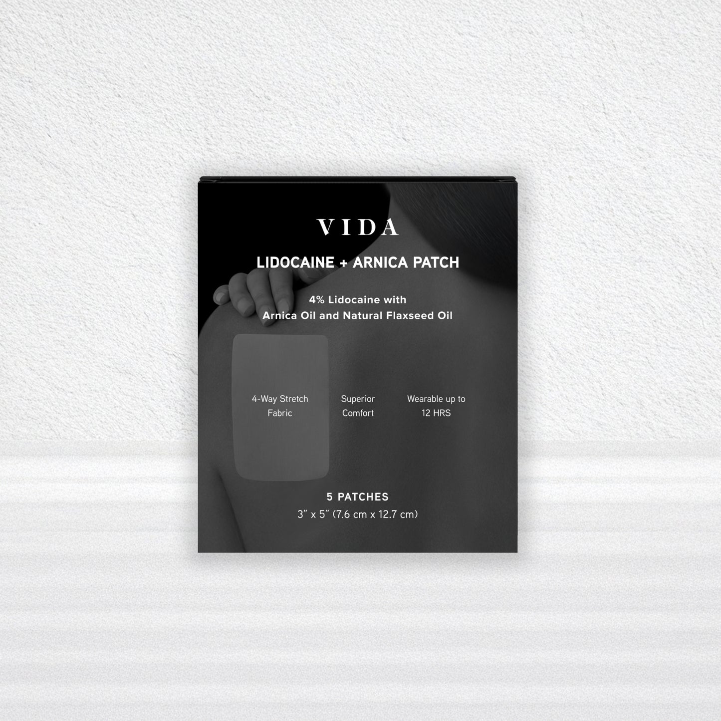 VIDA Lidocaine + Arnica Patch – 4% Lidocaine, 4-Way Stretch Fabric for Targeted Pain Relief & Muscle Comfort, Made in USA (Limited Release)