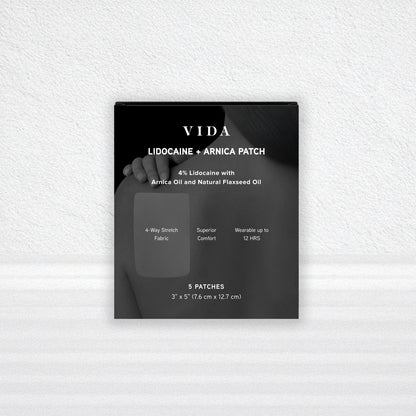 VIDA Lidocaine + Arnica Patch – 4% Lidocaine, 4-Way Stretch Fabric for Targeted Pain Relief & Muscle Comfort, Made in USA (Limited Release)