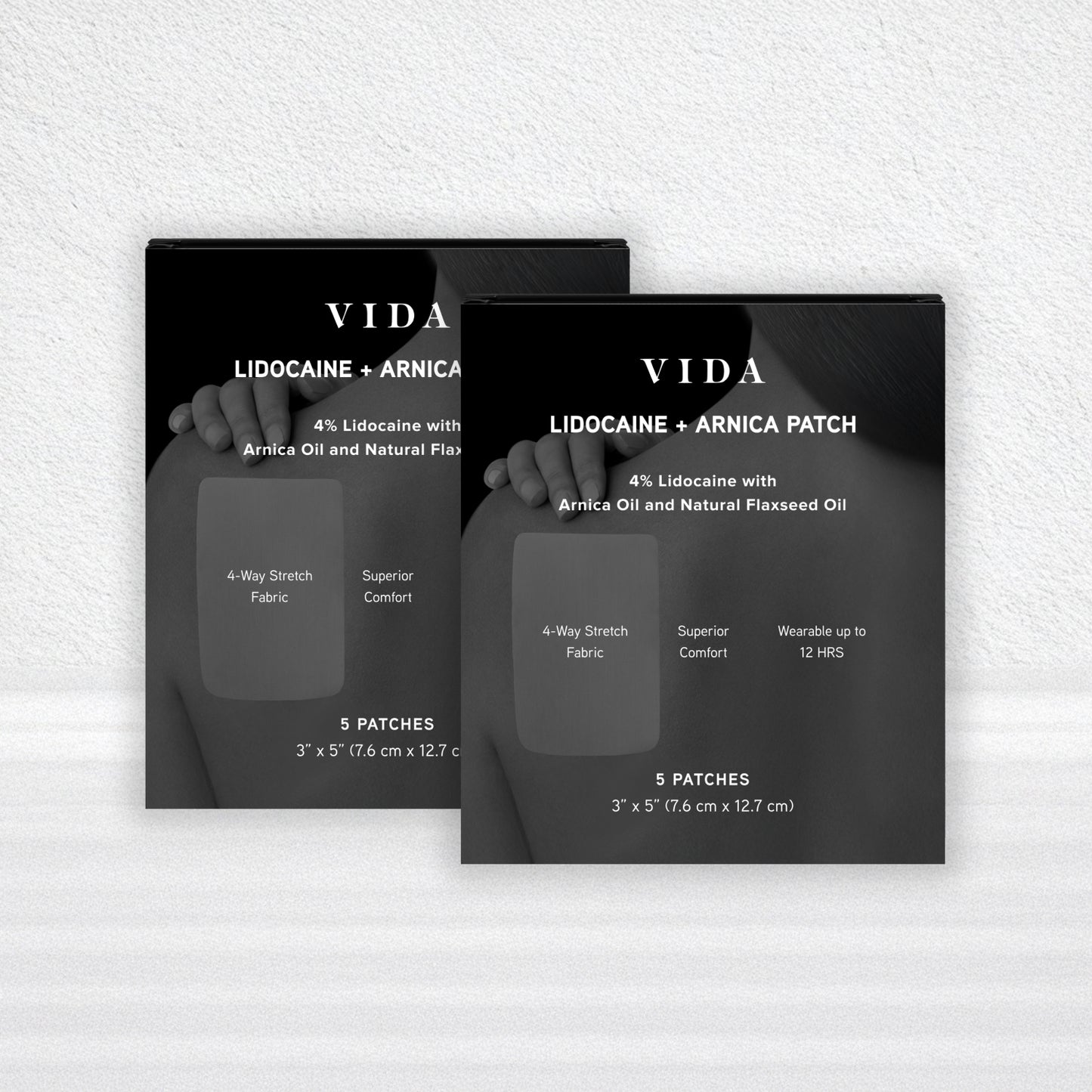 VIDA Lidocaine + Arnica Patch – 4% Lidocaine, 4-Way Stretch Fabric for Targeted Pain Relief & Muscle Comfort, Made in USA (Limited Release)