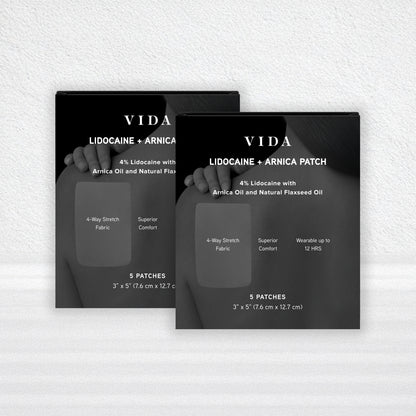 VIDA Lidocaine + Arnica Patch – 4% Lidocaine, 4-Way Stretch Fabric for Targeted Pain Relief & Muscle Comfort, Made in USA (Limited Release)