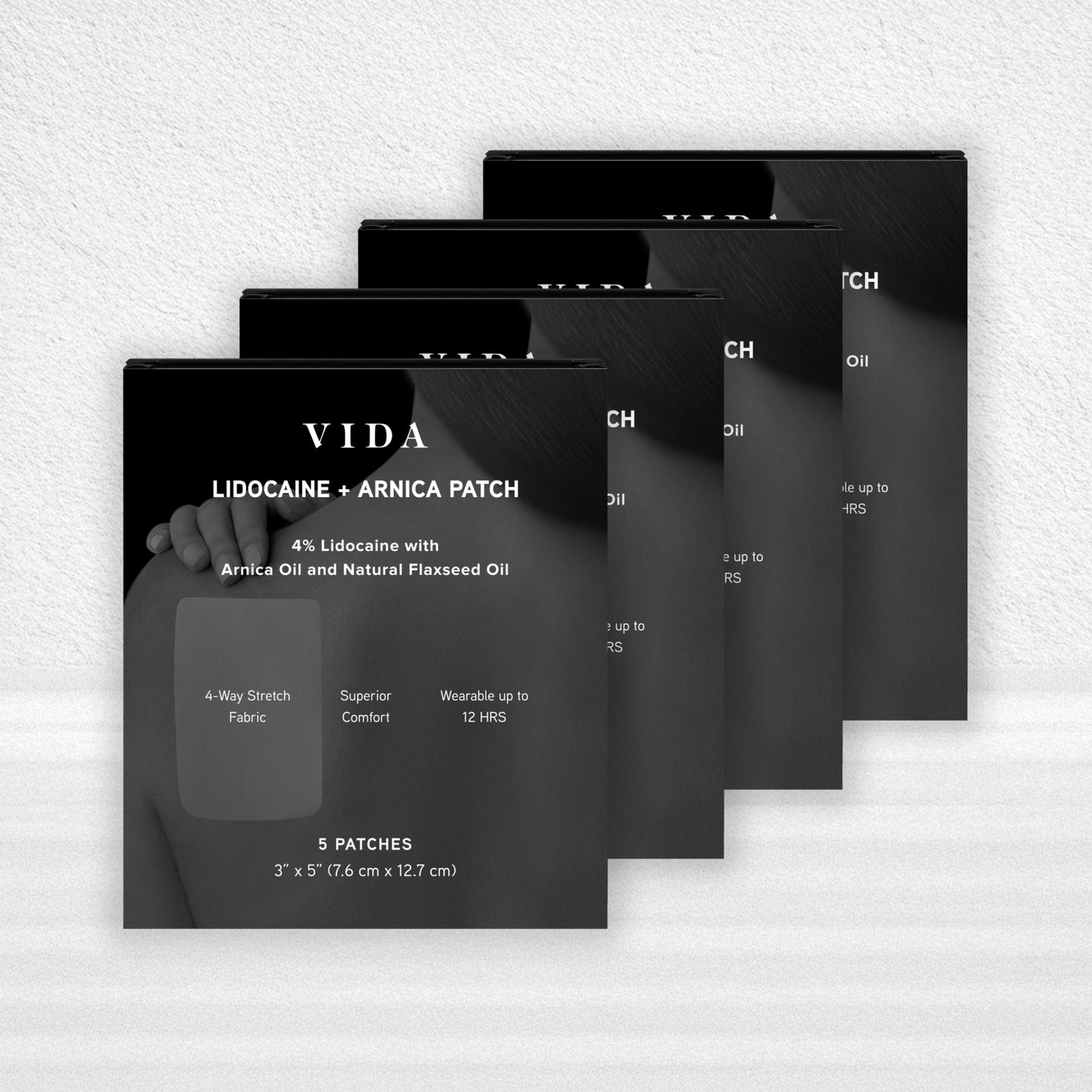 VIDA Lidocaine + Arnica Patch – 4% Lidocaine, 4-Way Stretch Fabric for Targeted Pain Relief & Muscle Comfort, Made in USA (Limited Release)