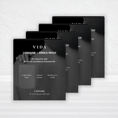 VIDA Lidocaine + Arnica Patch – 4% Lidocaine, 4-Way Stretch Fabric for Targeted Pain Relief & Muscle Comfort, Made in USA (Limited Release)
